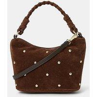 Accessorize Suedette Stud Handbag - Brown