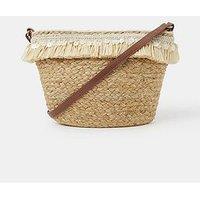 Accessorize Jute Fringe Crossbody Bag - Beige