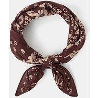 Accessorize Small Floral Cotton Square Scarf - Brown