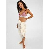 Accessorize Tassel Trim Sarong - Cream