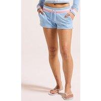Juicy Couture Velour Shorts With Stripe Rib - Powder Blue