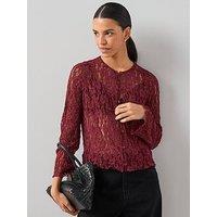 The Very Collection Button Up Lace Top - Burgundy