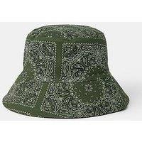 Accessorize Reversible Bandana Print Bucket Hat - Khaki