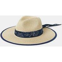 Accessorize Bandana Straw Fedora Hat - Beige