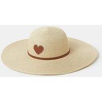 Accessorize Heart Floppy Straw Hat - Beige