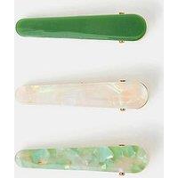 Accessorize 3-Pack Resin Salon Hair Clips - Green