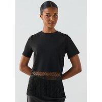 V By Very Fringe Hem Top - Black