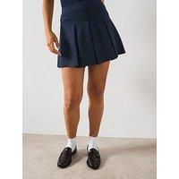 V By Very Stripe Pleated Mini Skirt - Navy