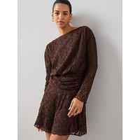 The Very Collection Lace Blouson Mini Dress - Brown