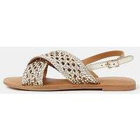 Accessorize Woven Metallic Cross-Strap Sandals - Gold