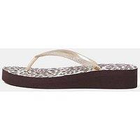 Accessorize Leopard Print Wedge Flip Flops - Brown