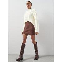 The Very Collection Faux Suede Mini Skirt - Brown