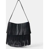 Accessorize Fringe Shoulder Bag - Black