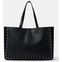 Accessorize Stud Leather Shopper Bag - Black