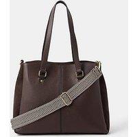 Accessorize Webbing Strap Faux Leather Shoulder Bag - Brown