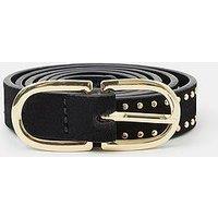 Accessorize Suede Studded Skinny Belt - Black