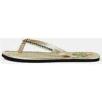 Accessorize Beaded Palm Seagrass Flip Flops - Gold
