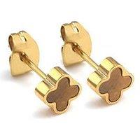 Say It With Crystal Clover Earrings Tiger Eye - Gold
