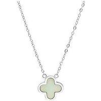 Say It With Crystal Clover Necklace Jade Stone - Silver