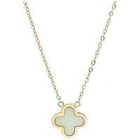 Say It With Crystal Clover Necklace Jade Stone - Gold