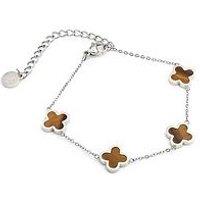 Say It With Crystal Clover Bracelet Tiger Eye - Silver