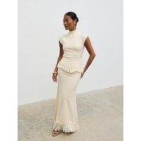Pretty Lavish Orlendina Fringe Knit Top - Cream