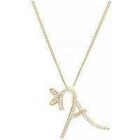 Say It With 1 Inch Winged Full Cz Stones Initial Necklace - Gold A-Z - L