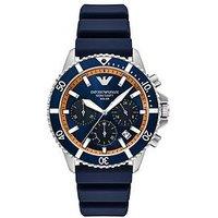 Emporio Armani Men'S World Explorer Solar-Powered Chronograph Silicone Watch Ar11696 - Blue