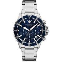 Emporio Armani Men'S World Explorer Solar-Powered Chronograph, Stainless Steel Watch, Ar11681 - Silver