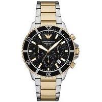 Emporio Armani Men'S World Explorer Solar-Powered Chronograph Stainless Steel Watch Ar11680 - 2-Tone