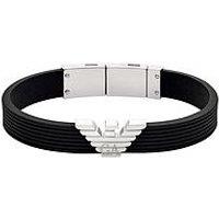 Emporio Armani Men'S Black Silicone Id Bracelet, Egs3168040 - Silver