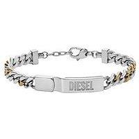 Diesel Men'S 2-Tone Stainless Steel Id Chain Bracelet Dx1457931 - Silver
