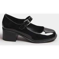 Yours Extra Wide Fit Mid Block Patent Mary-Jane - Black