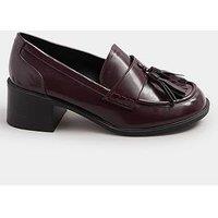 Yours Extra Wide Fit Heeled Tassel Loafer - Red