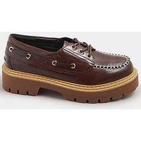 Yours Extra Wide Fit Chunky Lace Up Boat Shoe - Brown
