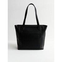 New Look Faux Leather And Suede Lock Charm Tote Bag - Black
