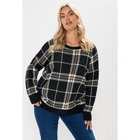 Yours Curve Check Jumper - Black