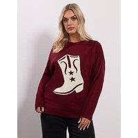 Yours Curve Western Boot Jumper - Black