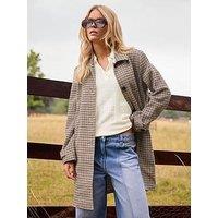 Pixiegirl Petite Check Midi Coat - Brown