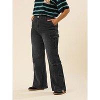 Yours Curve Cargo Jean - Black