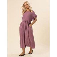 Yours Curve Jersey Frill Texture Dress - Pink