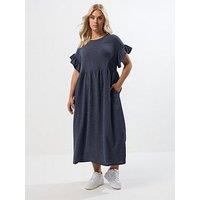 Yours Curve Jersey Frill Texture Dress - Blue