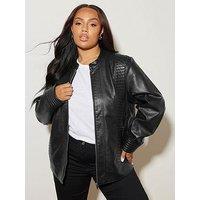 Yours Curve Pu Jacket - Black