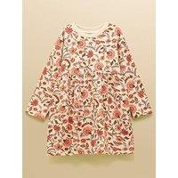 Joules Girls Emma Long Sleeve Floral Dress - Cream