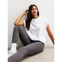 New Look Grey Seamless Ribbed Jersey Leggings - Brown