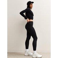 New Look Black Seamless Ribbed Jersey Leggings