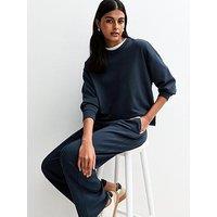 New Look Premium Oversized Crew Neck Sweatshirt - Navy
