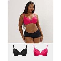 Yours Curve 2 Pack Stripe T-Shirt Bra - Red