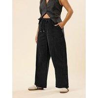 Yours Curve Wide Leg Seam Front Jean - Black