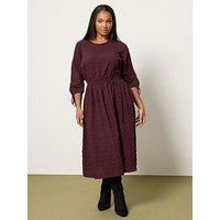 Yours Curve 3/4 Tie Sleeve Midaxi Dress - Red